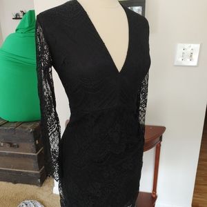 Black Lace Halloween Cocktail Dress